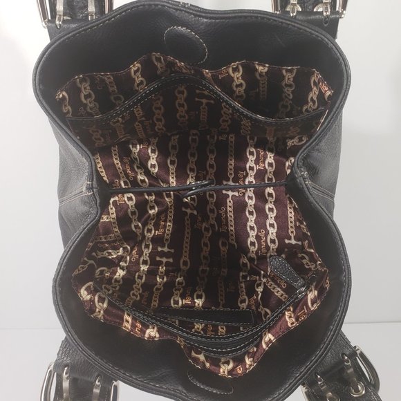 Tignanello Black Leather Bag with Adjustable Silver-toned Buckles and Hardware - Picture 10 of 12